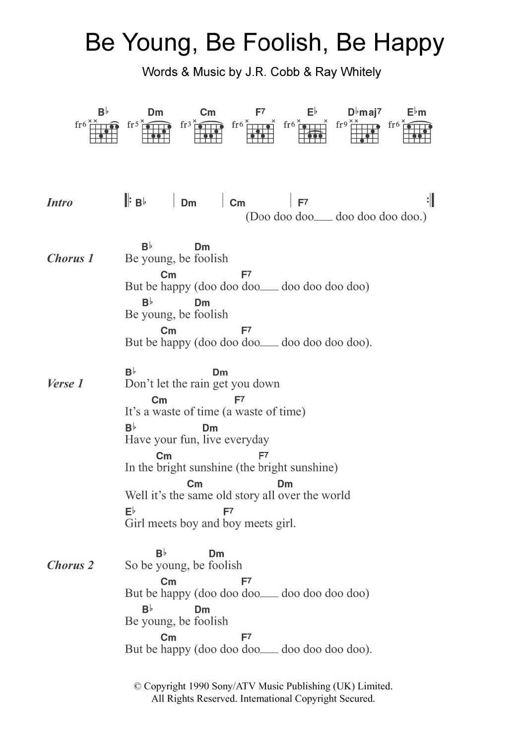 The Tams Be Young, Be Foolish, Be Happy Sheet Music