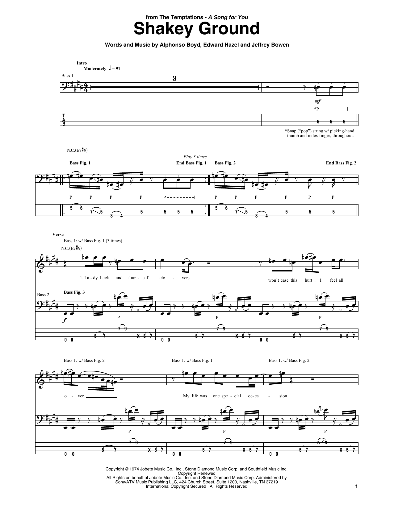 The Temptations Shakey Ground Sheet Music
