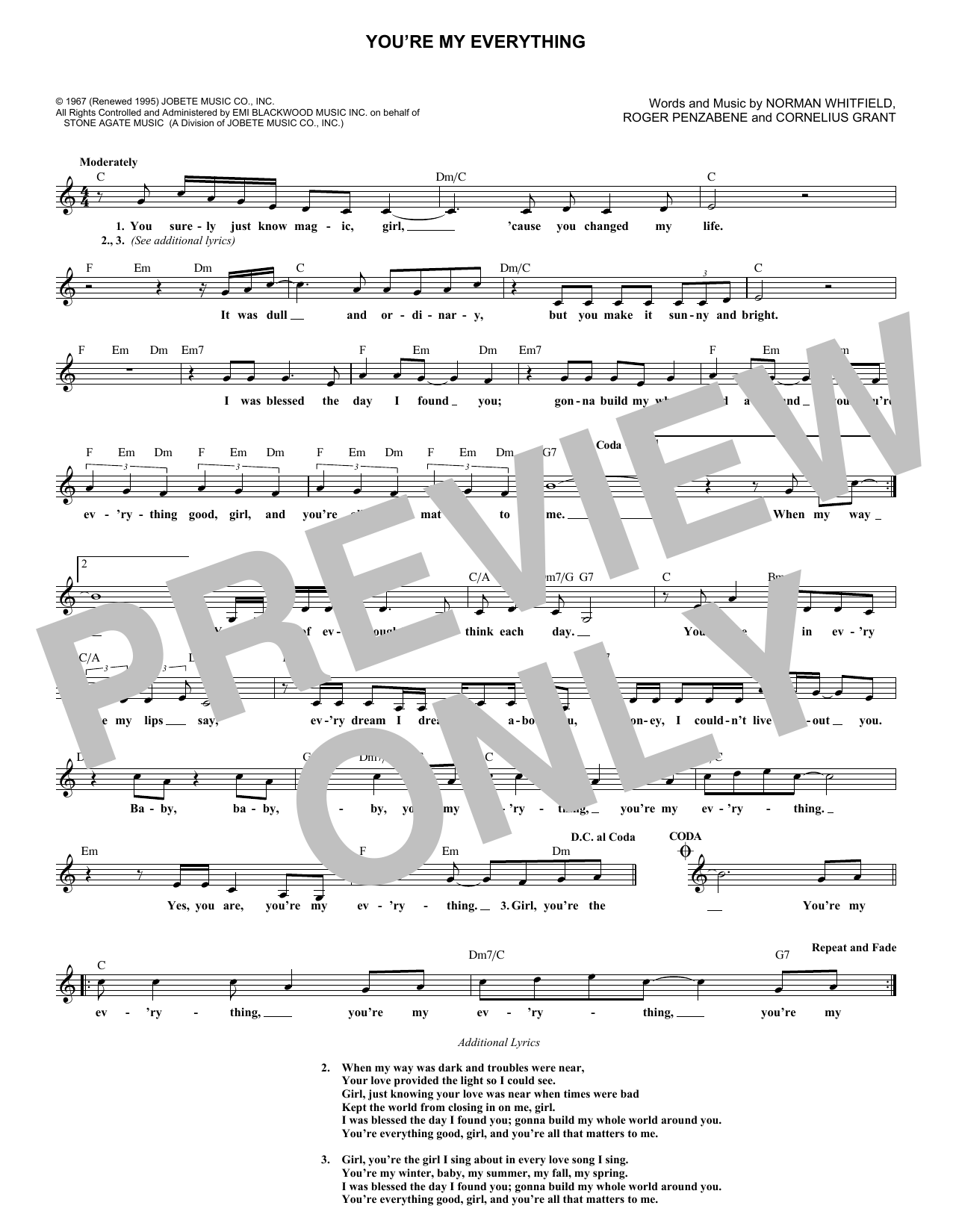 The Temptations You're My Everything Sheet Music