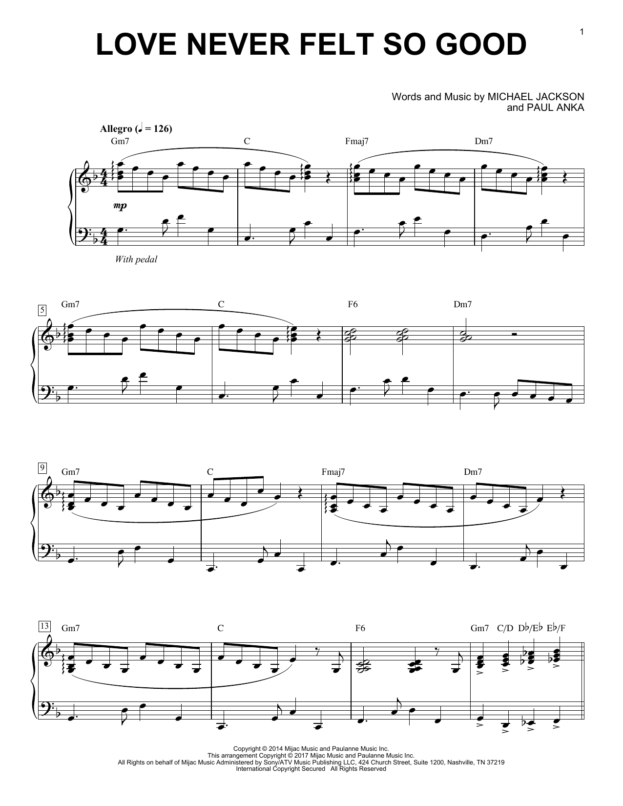 The Theorist Love Never Felt So Good Sheet Music