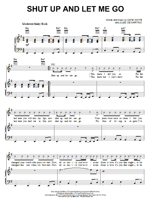 The Ting Tings Shut Up And Let Me Go Sheet Music
