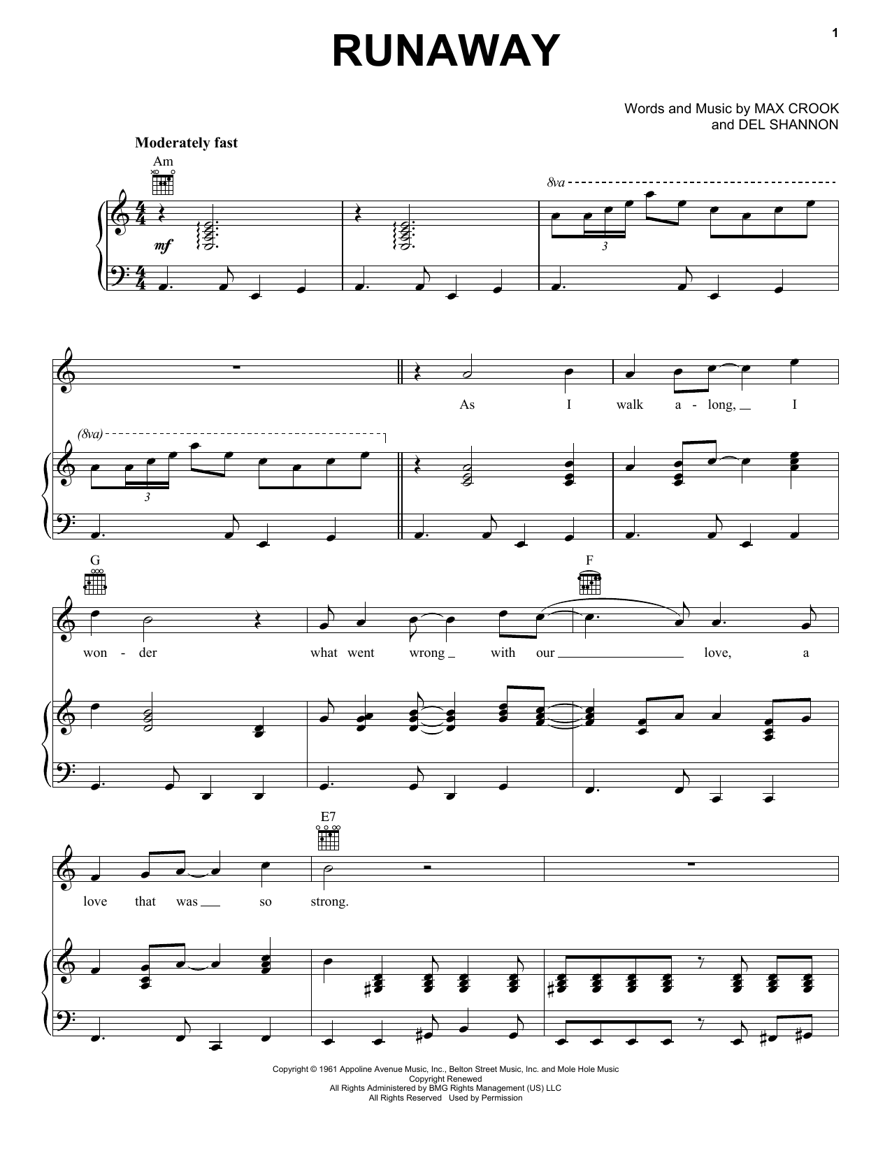 The Traveling Wilburys Runaway Sheet Music