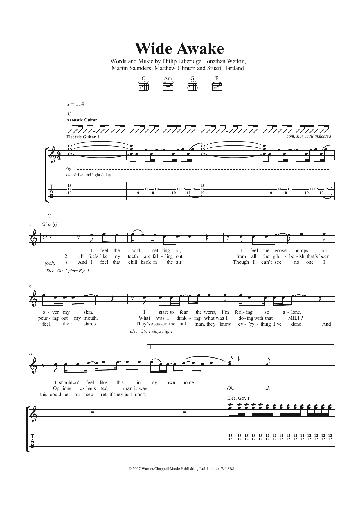 The Twang Wide Awake Sheet Music