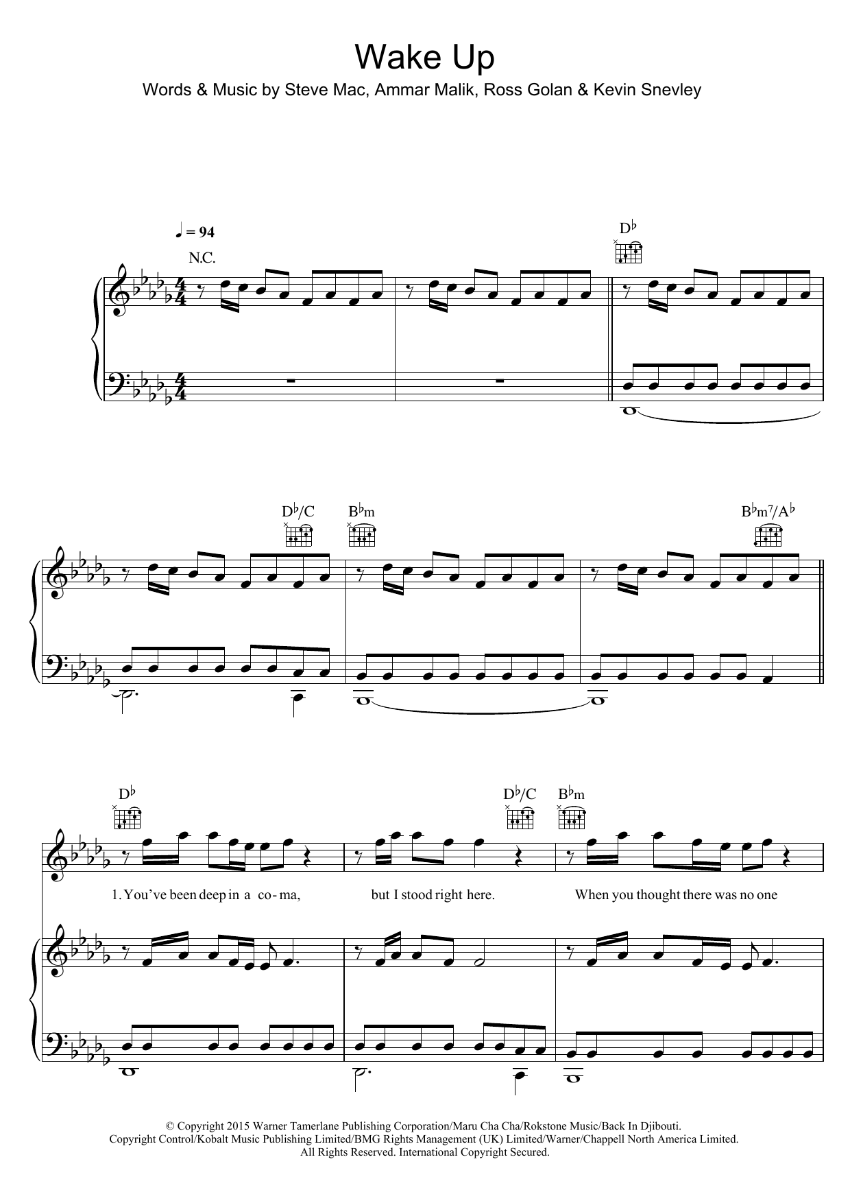 The Vamps Wake Up Sheet Music