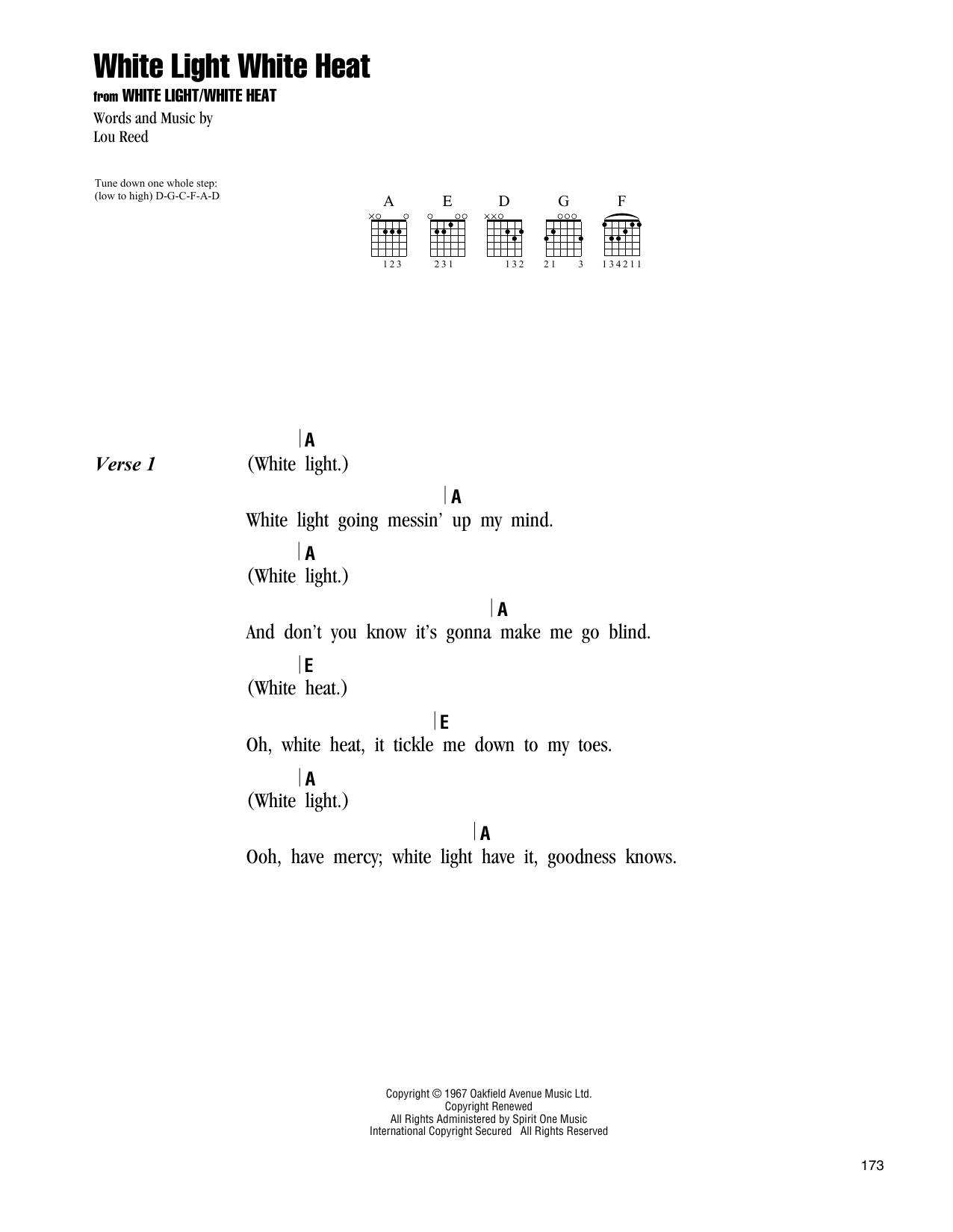 The Velvet Underground White Light White Heat Sheet Music