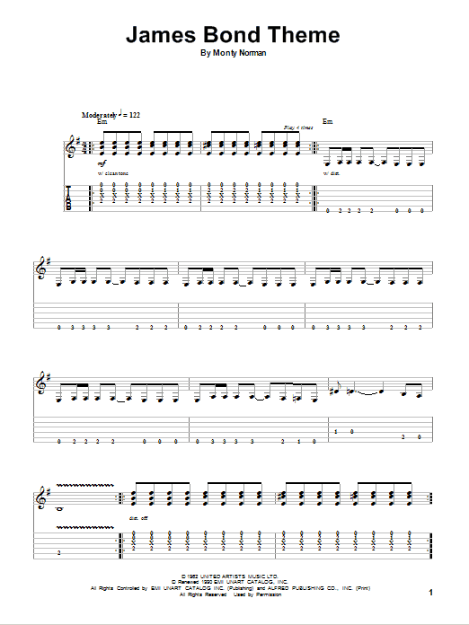 The Ventures James Bond Theme Sheet Music