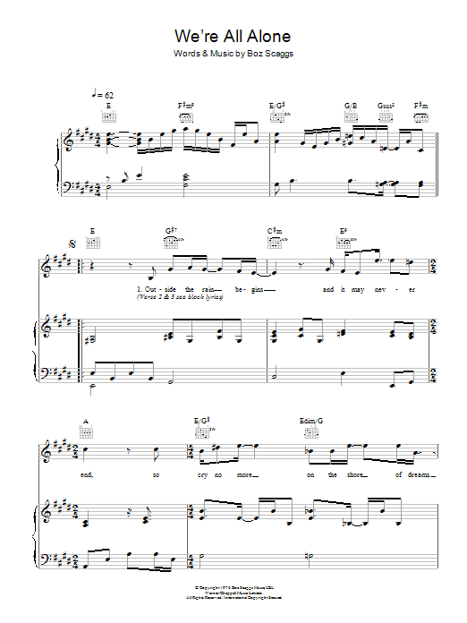 The Walker Brothers We're All Alone Sheet Music