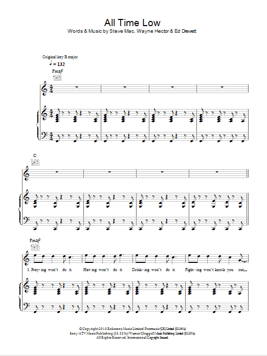 The Wanted All Time Low Sheet Music