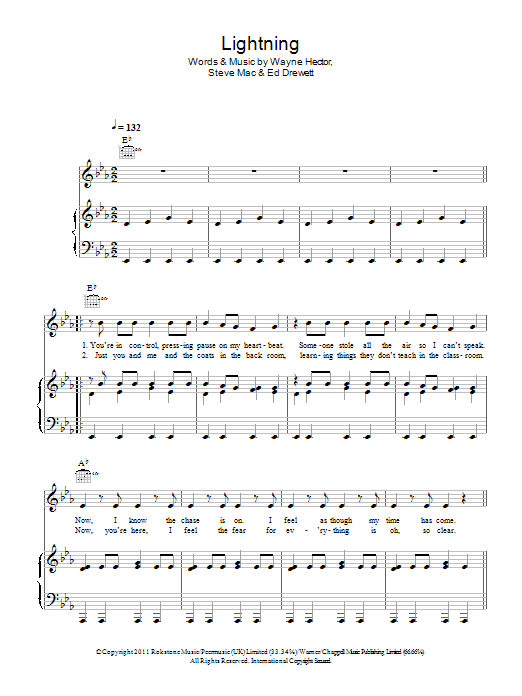 The Wanted Lightning Sheet Music