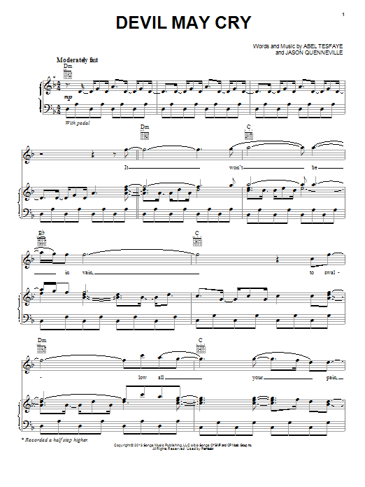 The Weeknd Devil May Cry Sheet Music