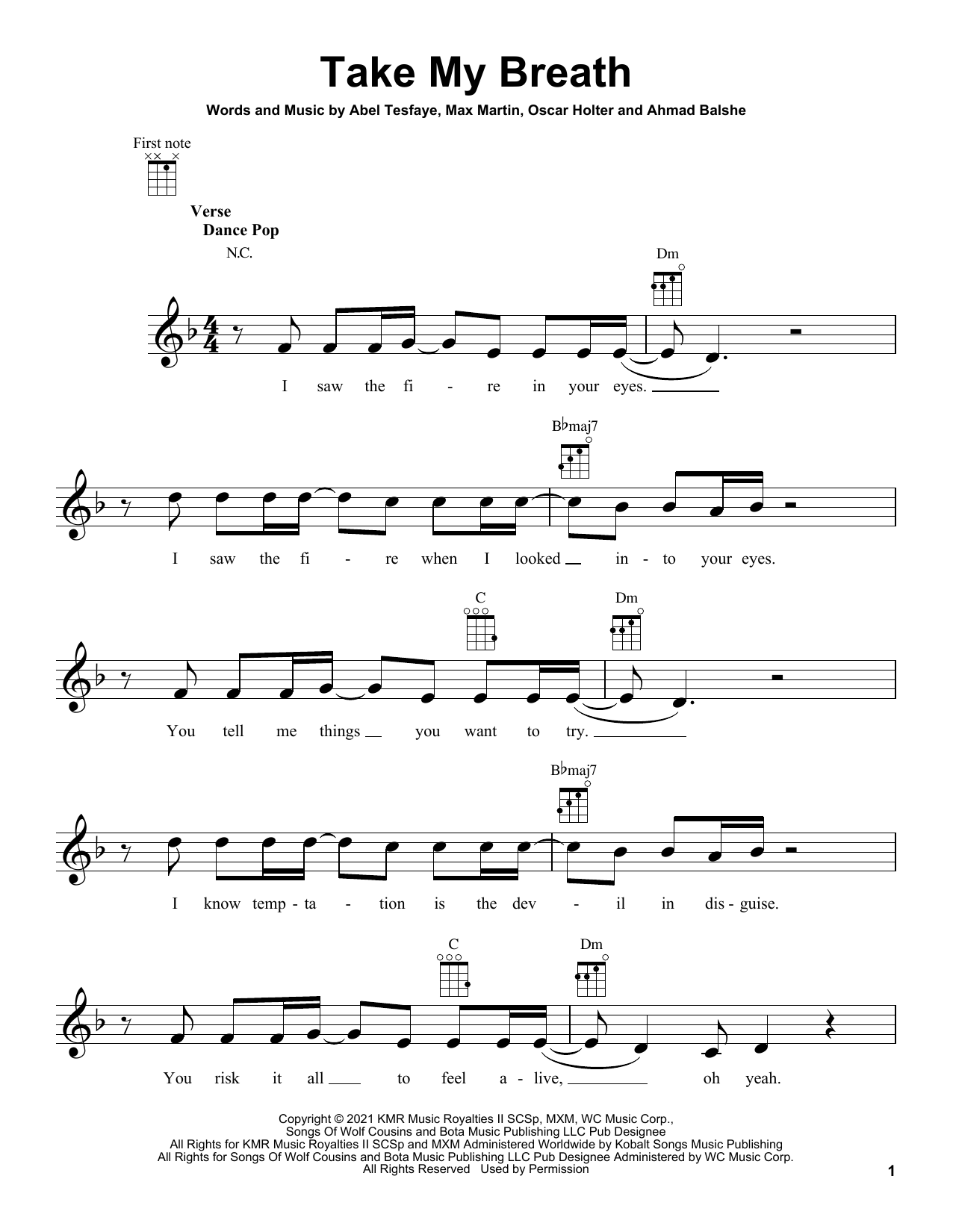 The Weeknd Take My Breath Sheet Music