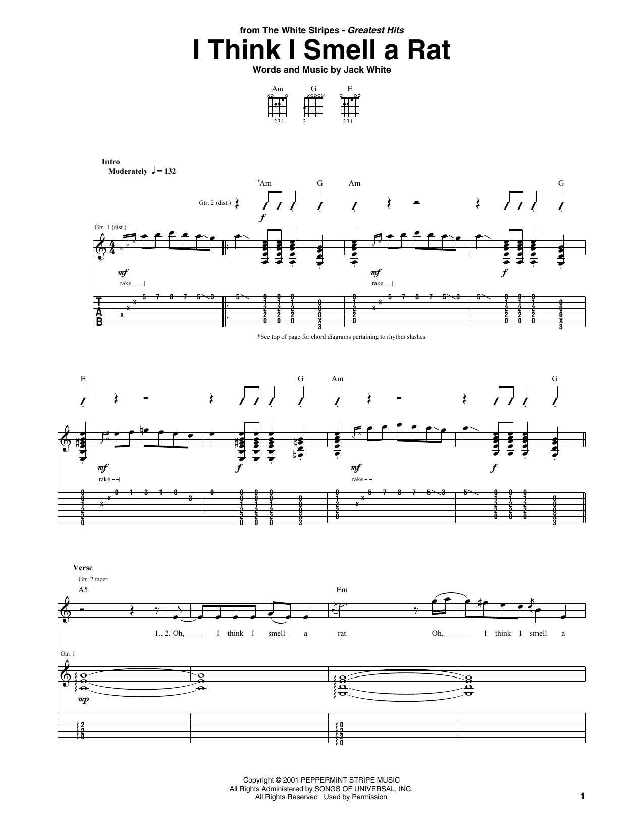 The White Stripes I Think I Smell A Rat Sheet Music