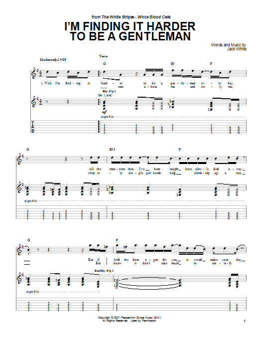The White Stripes I'm Finding It Harder To Be A Gentleman Sheet Music