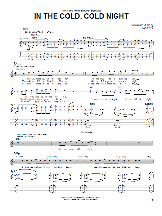 The White Stripes In The Cold, Cold Night Sheet Music