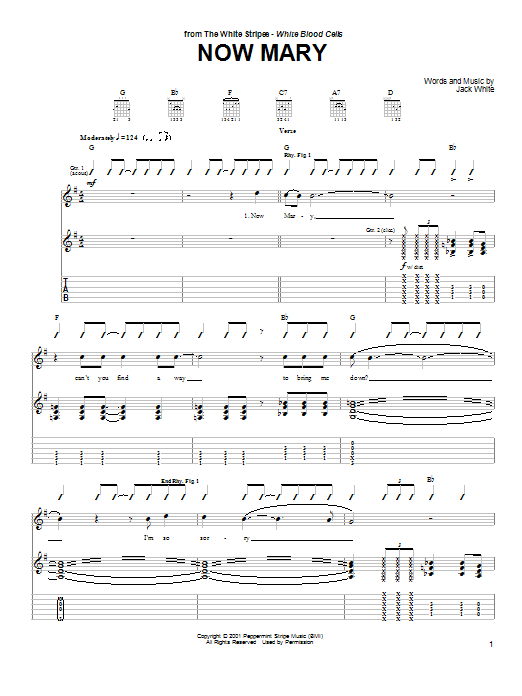 The White Stripes Now Mary Sheet Music