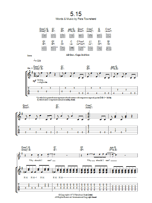 The Who 5:15 Sheet Music