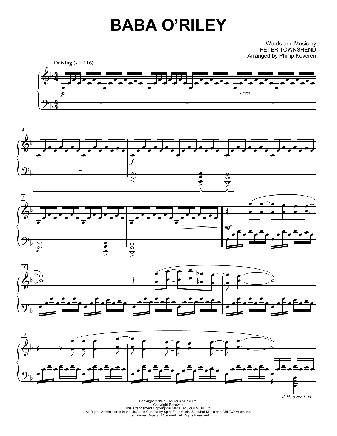 The Who Baba O'Riley [Classical version] (arr. Phillip Keveren) Sheet Music
