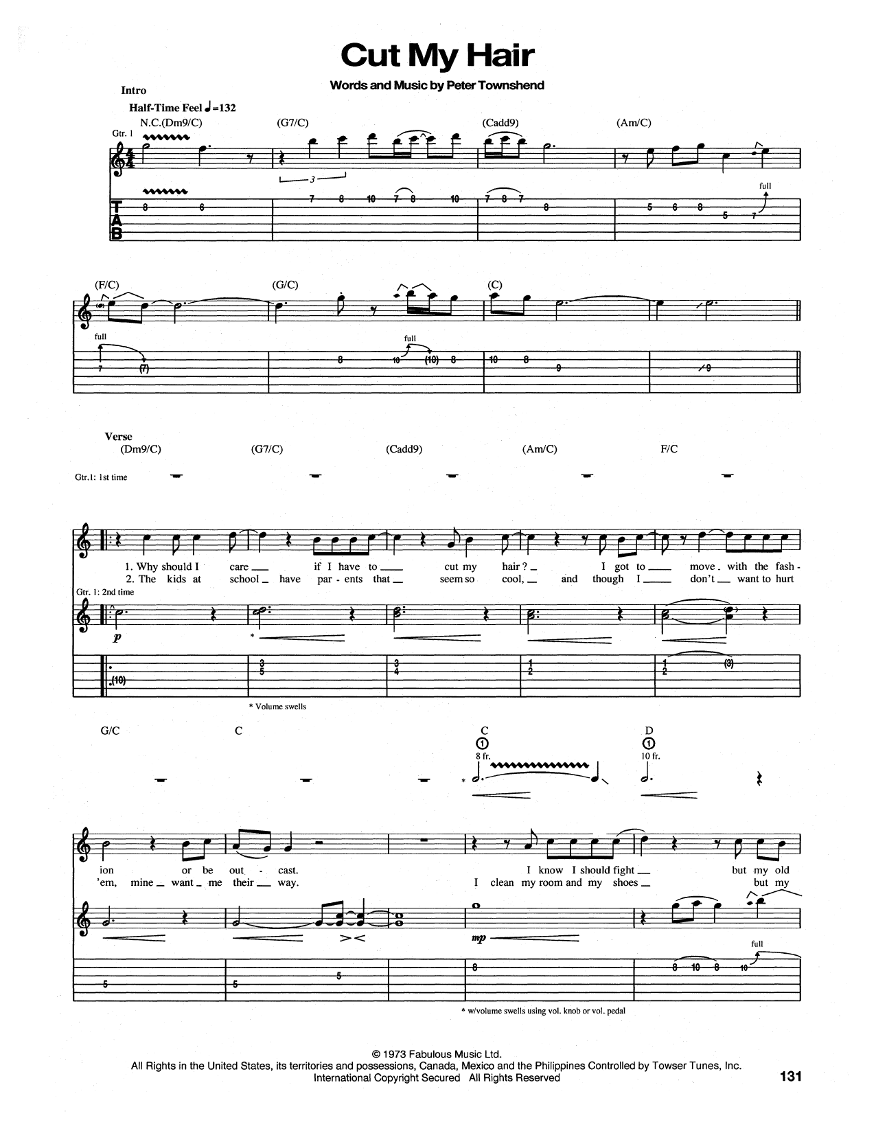 The Who Cut My Hair Sheet Music
