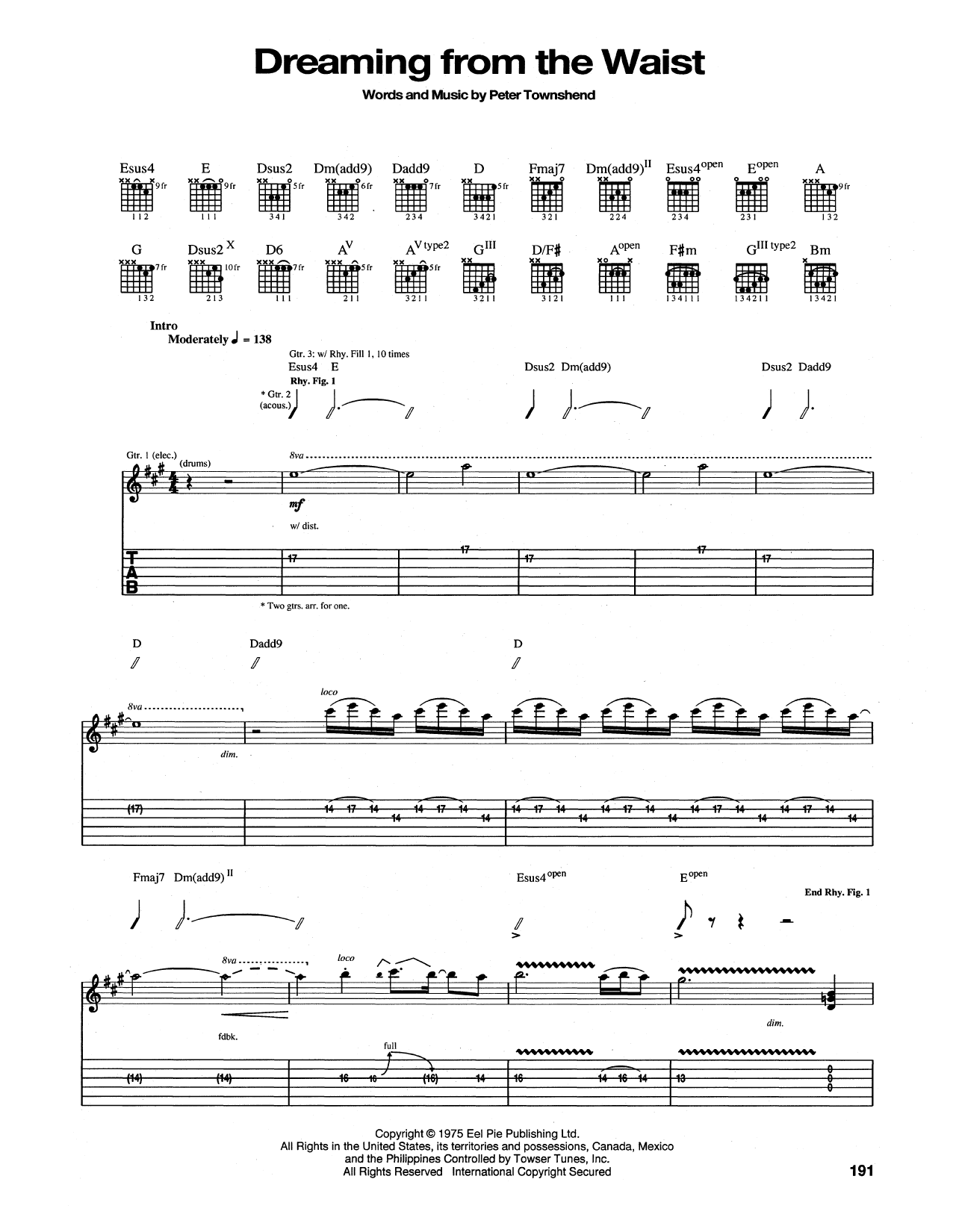 The Who Dreaming From the Waist Sheet Music