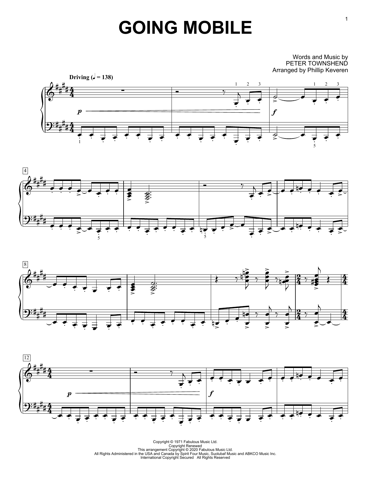 The Who Going Mobile [Classical version] (arr. Phillip Keveren) Sheet Music