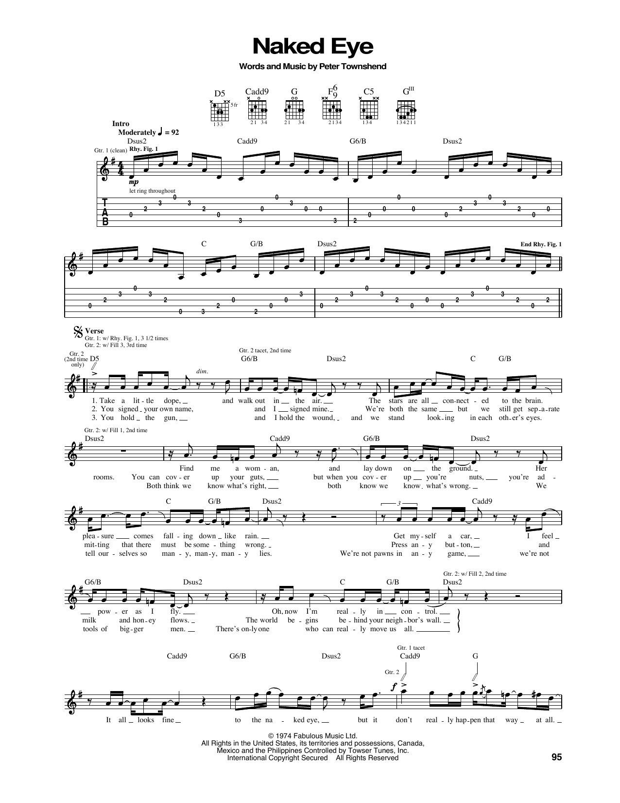 The Who Naked Eye Sheet Music