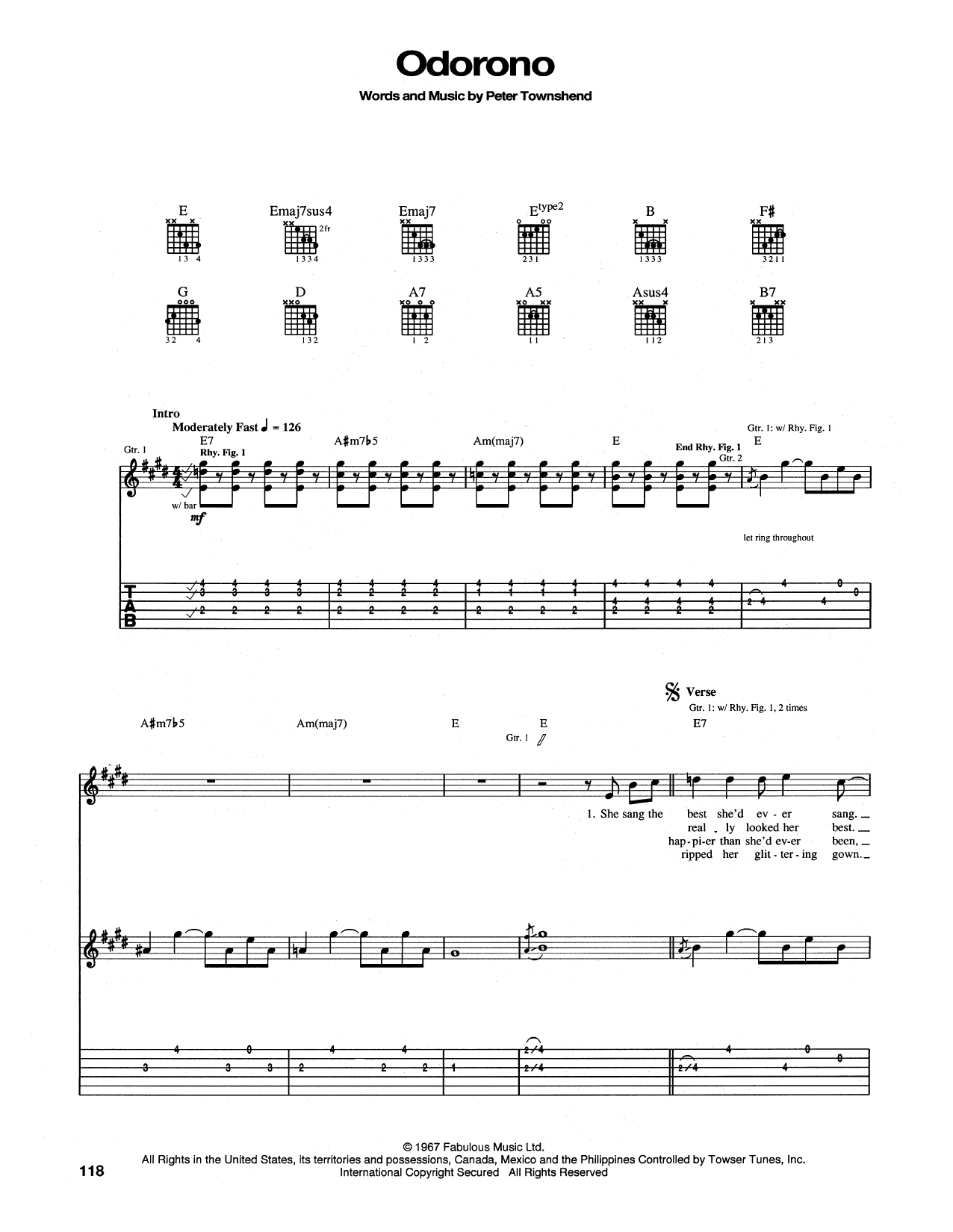 The Who Odorono Sheet Music