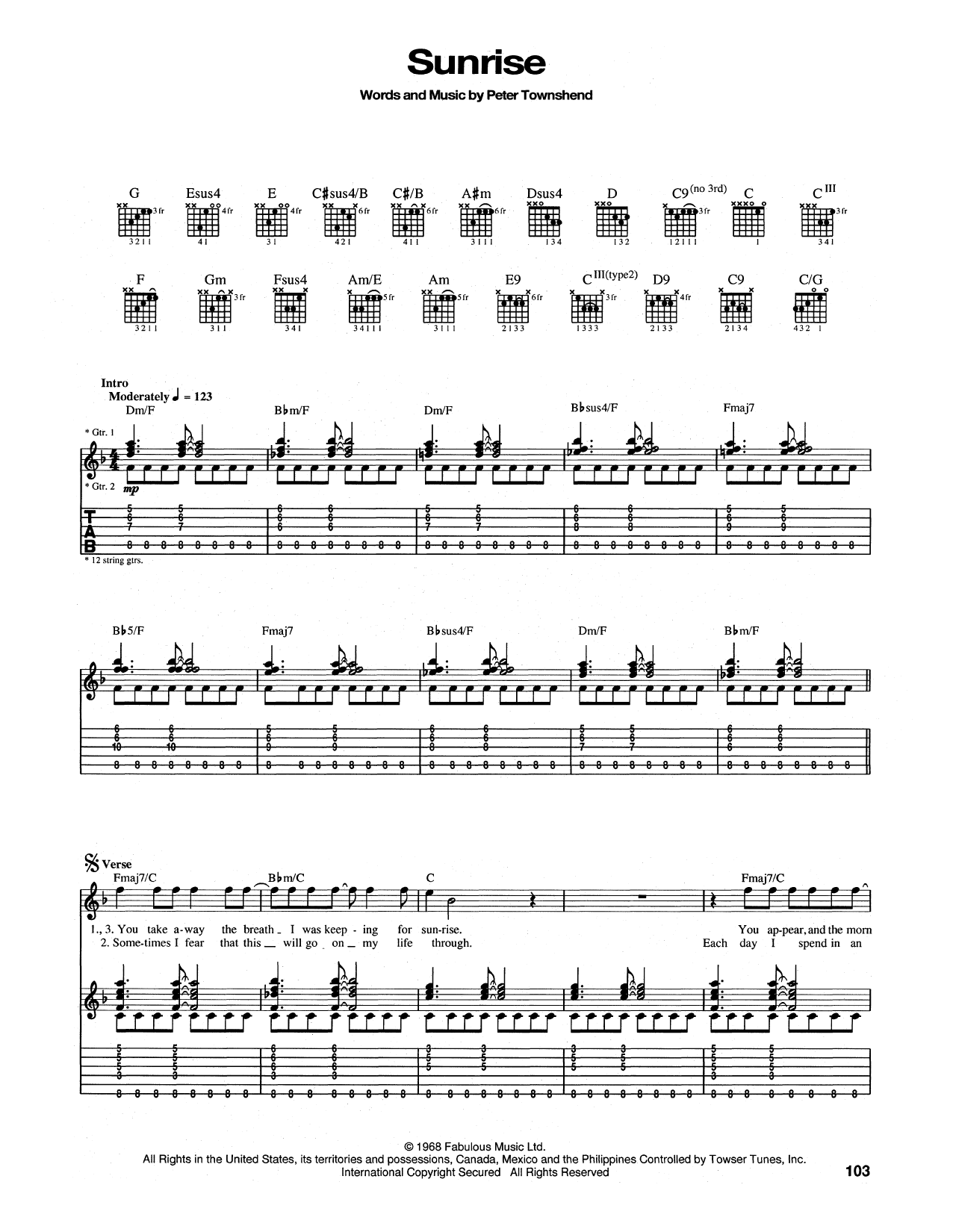 The Who Sunrise Sheet Music