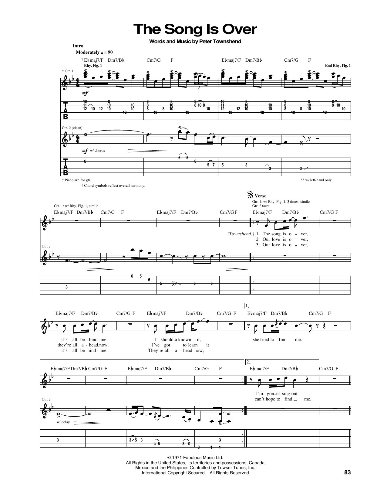 The Who The Song Is Over Sheet Music