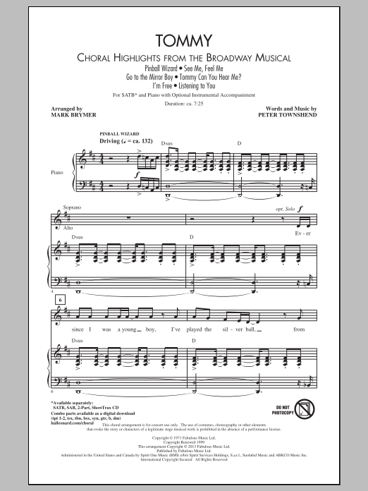 The Who Tommy (Choral Highlights from the Broadway Musical) (arr. Mark Brymer) Sheet Music