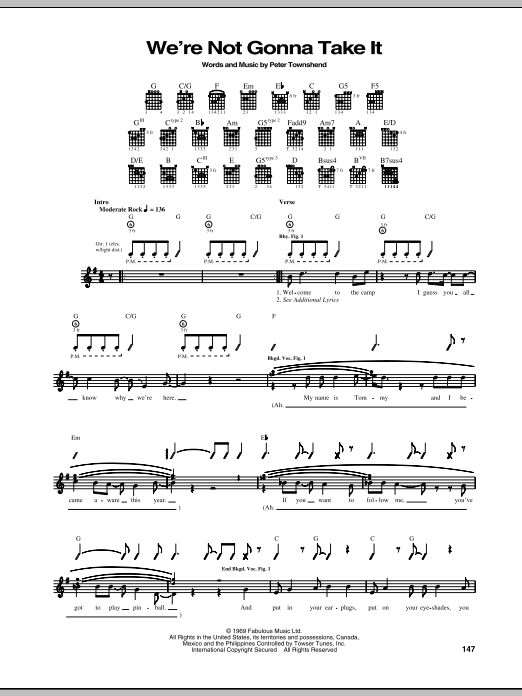 The Who We're Not Gonna Take It Sheet Music