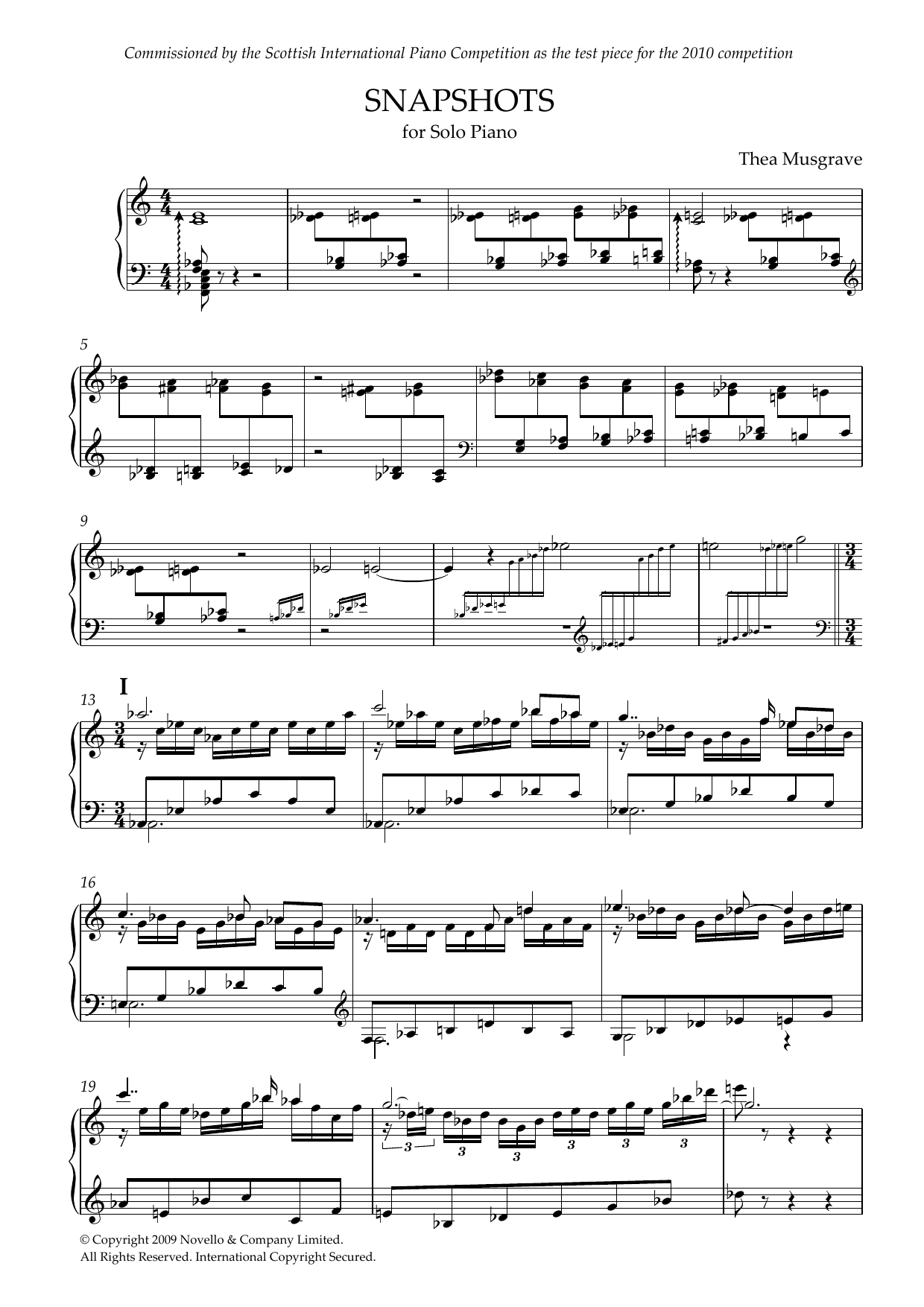 Thea Musgrave Snapshots Sheet Music