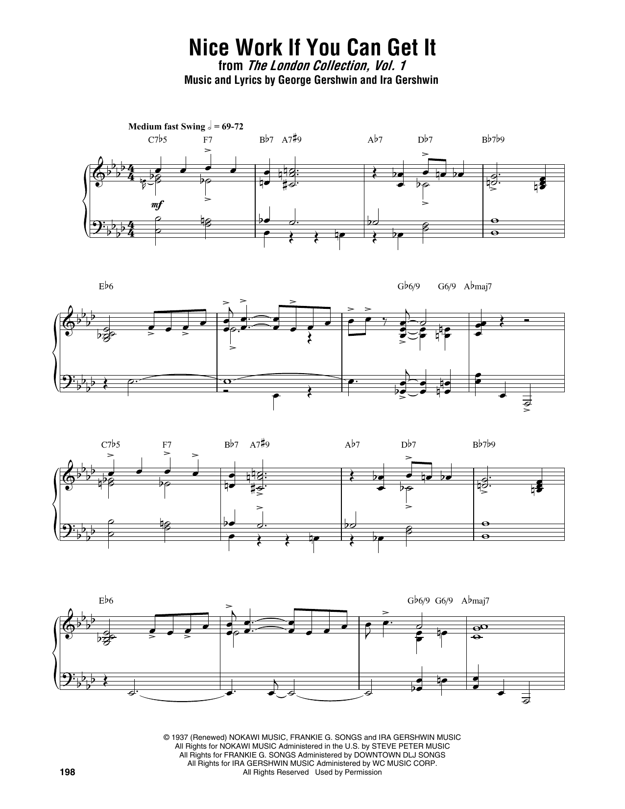Thelonious Monk Nice Work If You Can Get It Sheet Music