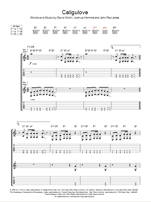 Them Crooked Vultures Caligulove Sheet Music