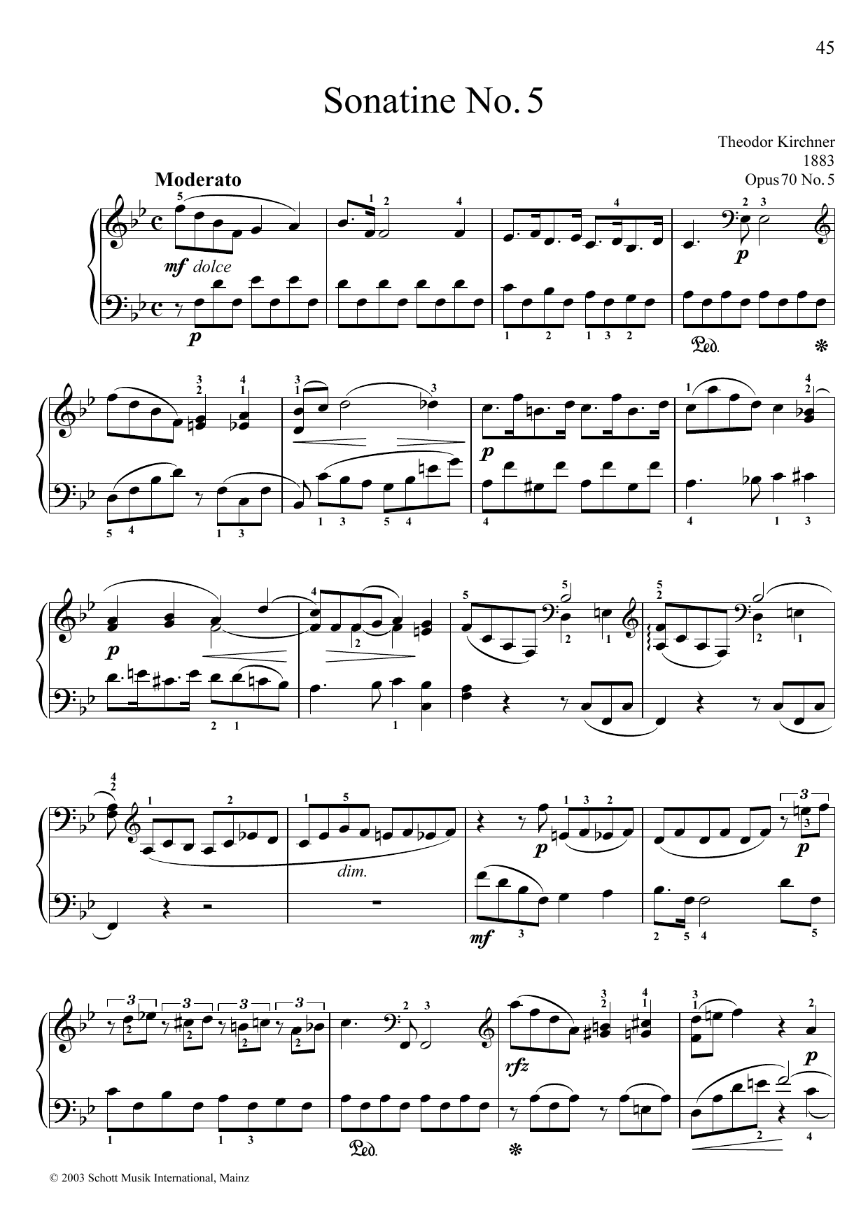 Theodor Kirchner Sonatina No. 5 Sheet Music