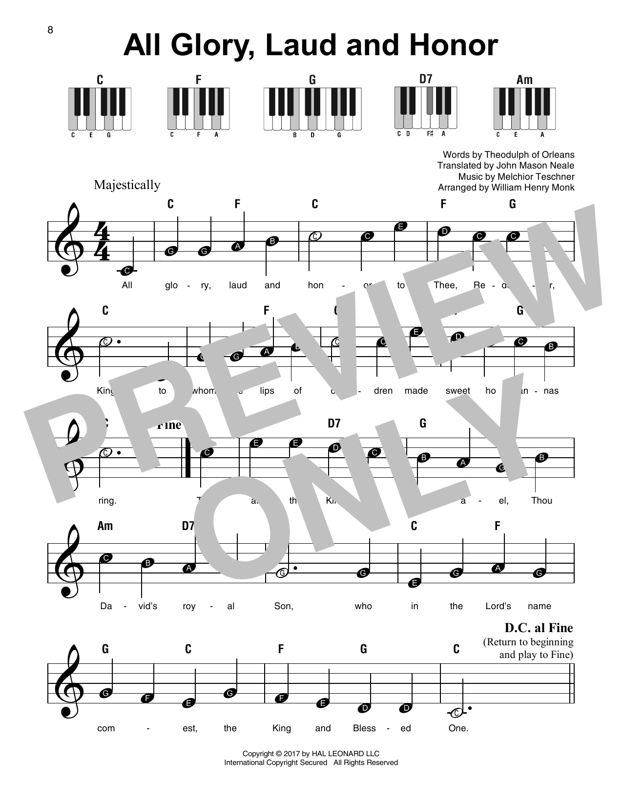 Theodulph of Orleans All Glory, Laud And Honor Sheet Music