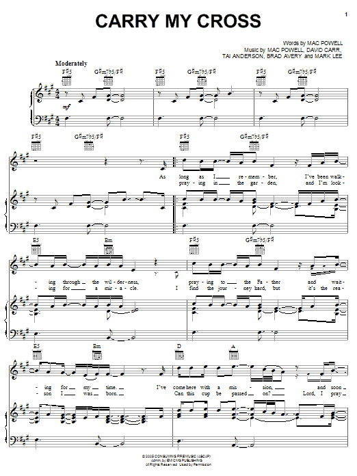 Third Day Carry My Cross Sheet Music