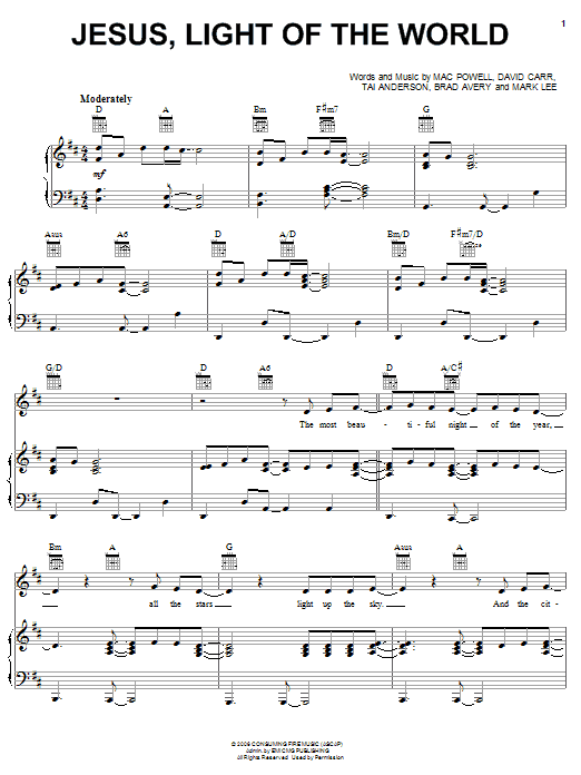 Third Day Jesus, Light Of The World Sheet Music