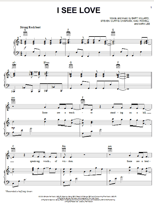 Third Day, Steven Curtis Chapman, MercyMe I See Love Sheet Music