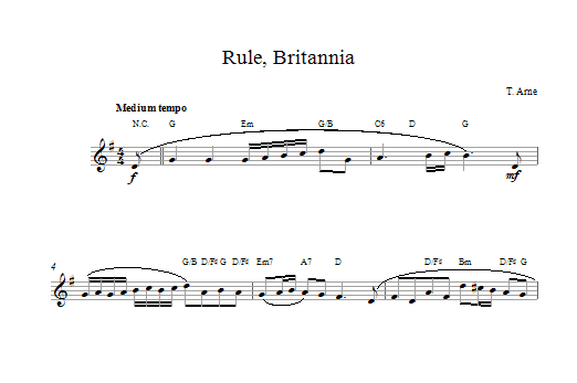 Thomas Arne Rule Britannia Sheet Music