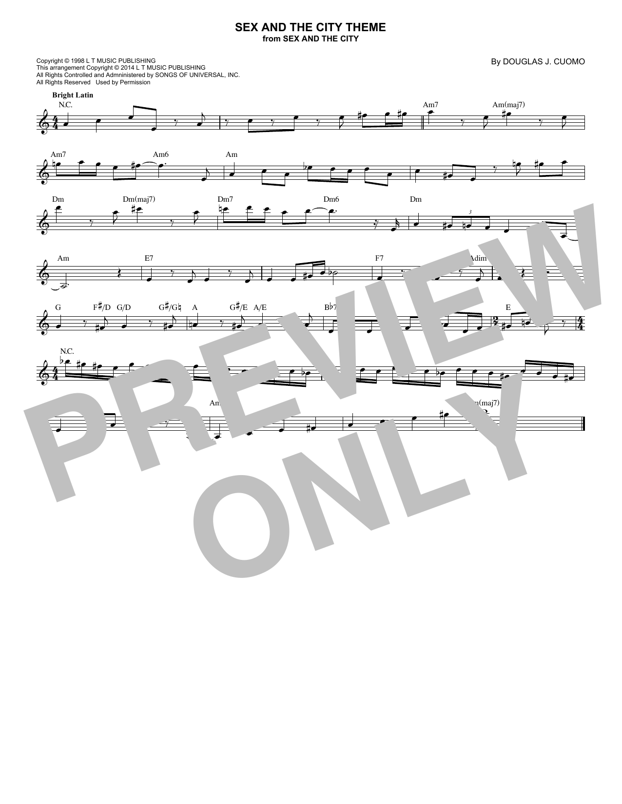 Thomas Findlay Sex And The City Theme Sheet Music