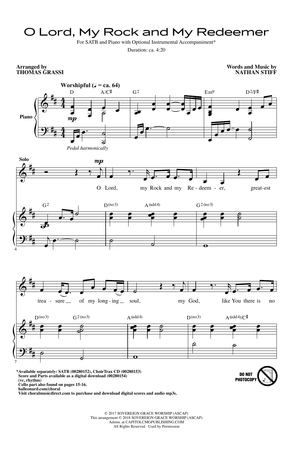 Thomas Grassi O Lord, My Rock And My Redeemer Sheet Music