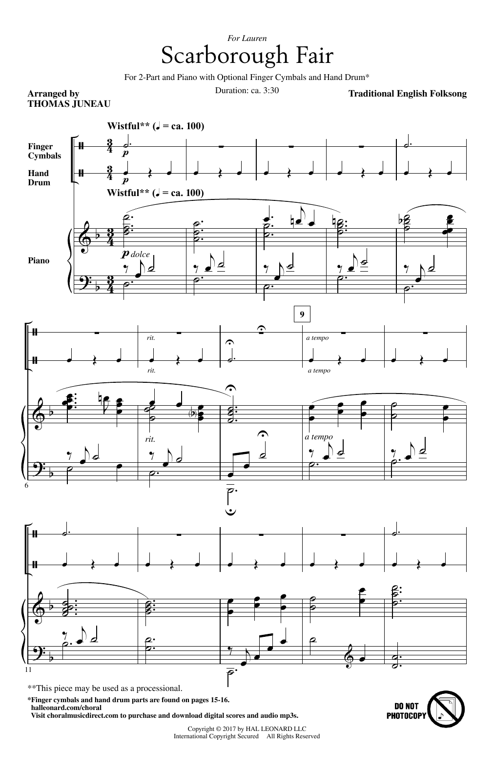 Thomas Juneau Scarborough Fair Sheet Music
