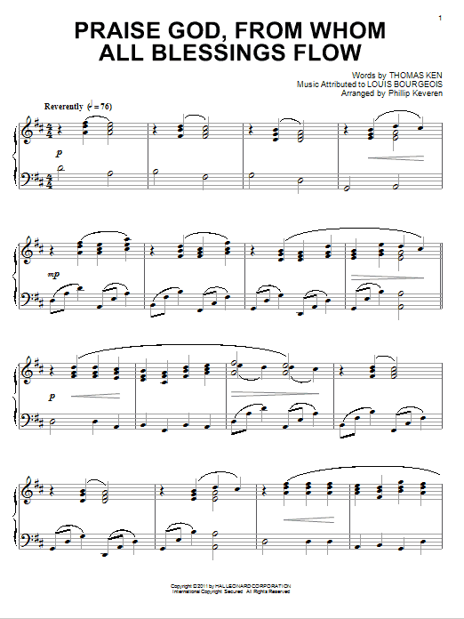 Thomas Ken Praise God, From Whom All Blessings Flow [Classical version] (arr. Phillip Kever Sheet Music