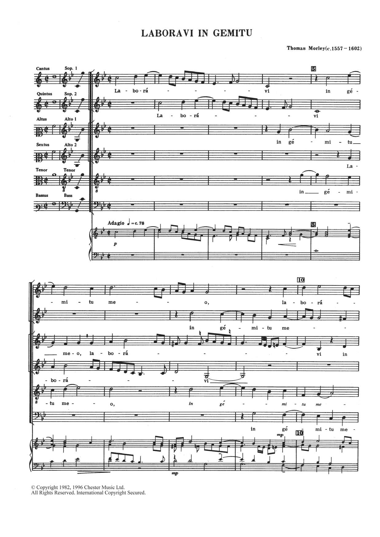 Thomas Morley Laboravi In Gemitu Sheet Music