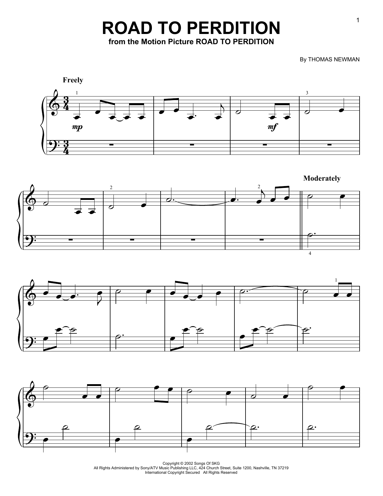 Thomas Newman Road To Perdition (from Road to Perdition) Sheet Music