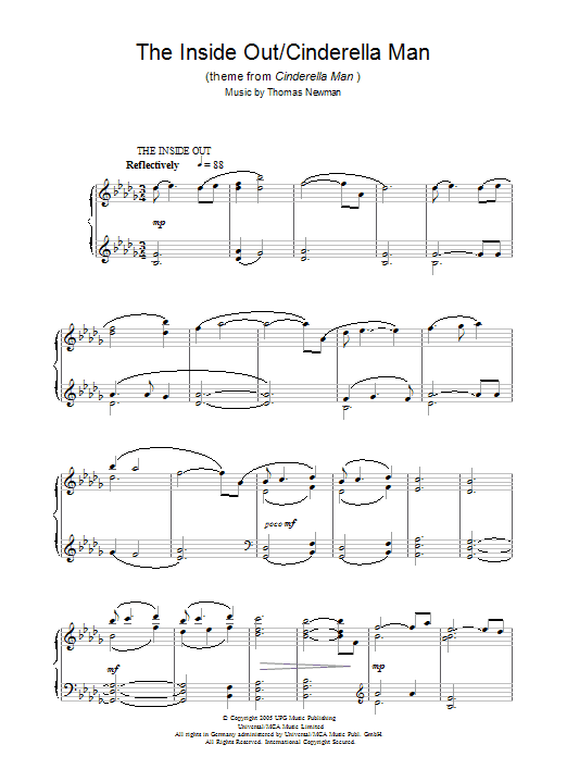 Thomas Newman The Inside Out/Cinderella Man (theme from Cinderella Man) Sheet Music