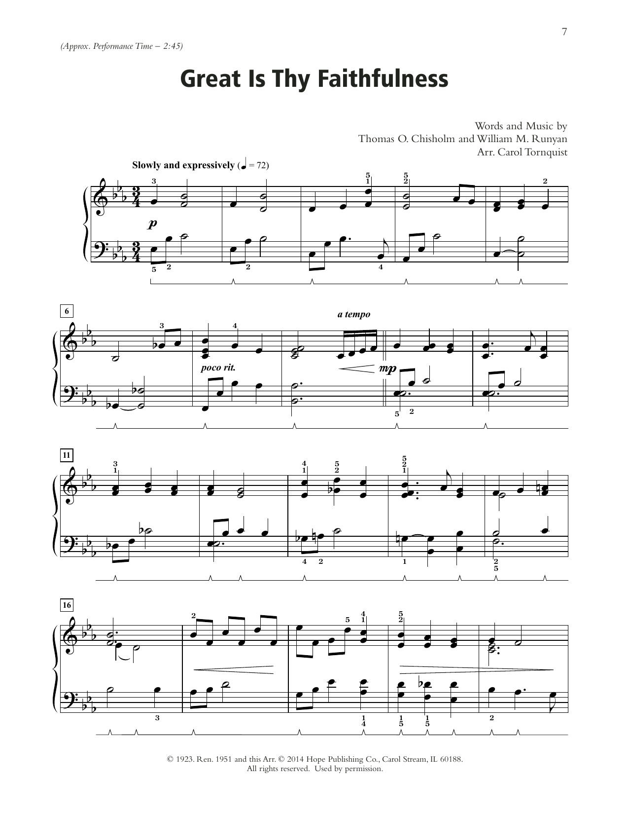 Thomas O. Chisholm Great Is Thy Faithfulness (arr. Carol Tornquist) Sheet Music