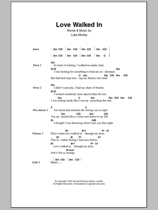 Thunder Love Walked In Sheet Music