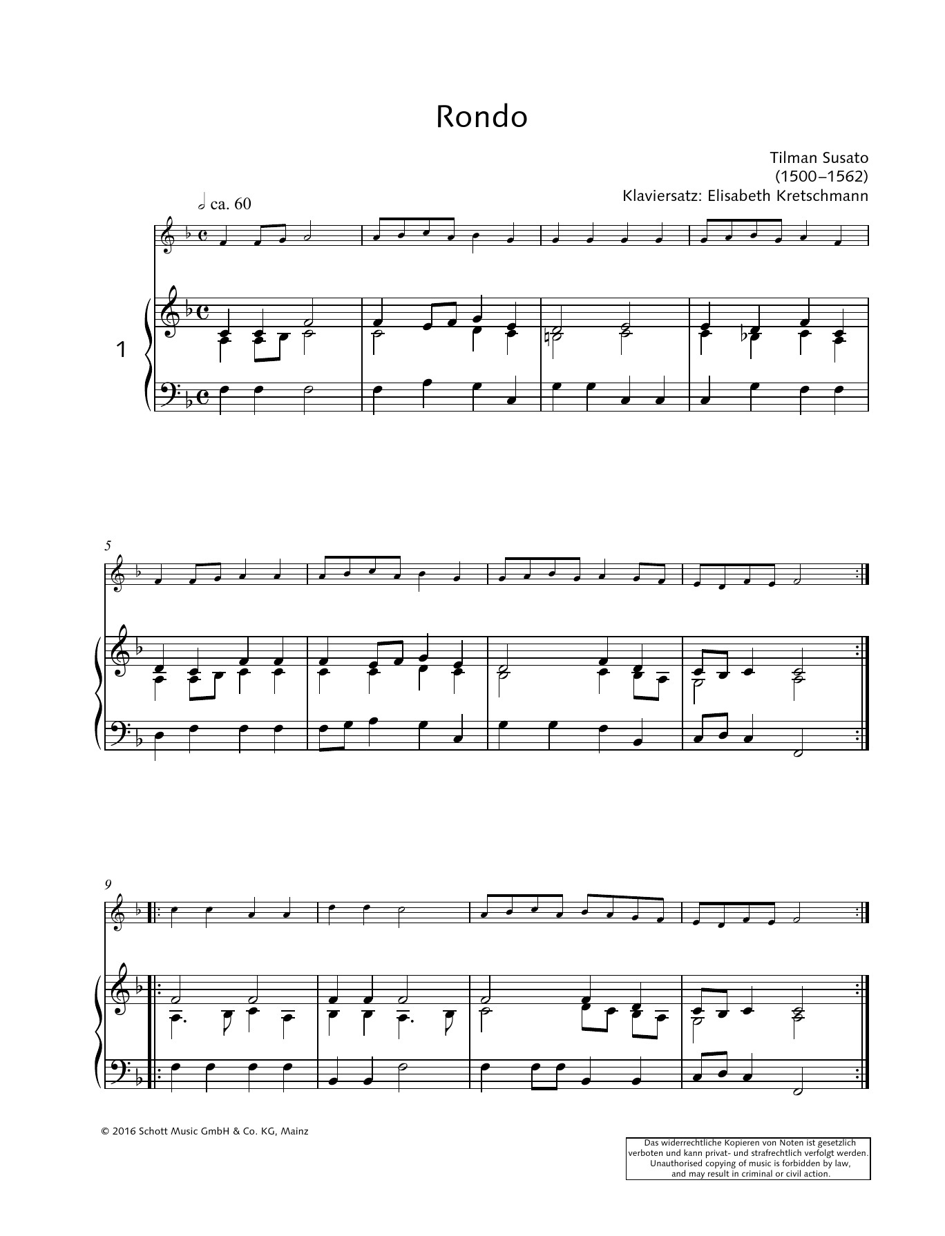 Tilman Susato Rondo Sheet Music