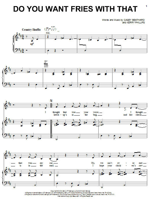 Tim McGraw Do You Want Fries With That Sheet Music